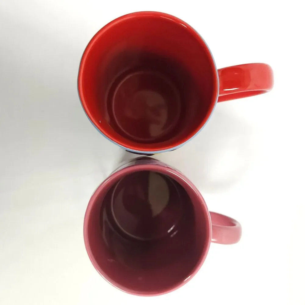 Disney Store Mickey Minnie Mouse 3D Pop Out Embossed Coffee Mugs‎ 2pc